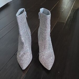 Madden Girl Sparkling Silver Ankle Booties
